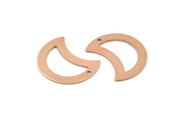 Copper Moon Charm, 10 Raw Copper Moon Charm With 1 Hole, Blanks, Findings (25x15x0.70mm) M761