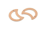 Copper Moon Charm, 10 Raw Copper Moon Charm With 2 Holes, Blanks, Findings (25x15x0.70mm) M764