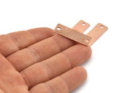 Copper Rectangle Charm, 10 Raw Copper Rectangle Stamping Blanks With 2 Hole, Pendants, Connectors (30x10x0.80mm) M561
