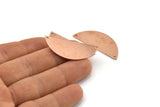 Semi Circle Charm, 6 Raw Copper Half Moon Pendants With 2 Holes, Stamping Blank (39x15x0.90mm) M531