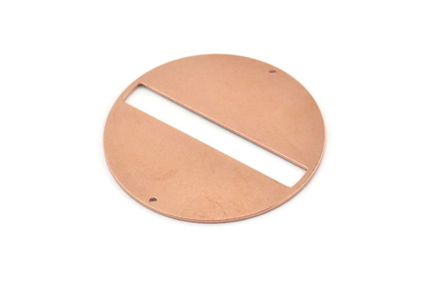 Huge Round Charm, 2  Raw Copper Round Stamping Blanks With 2 Holes, Connectors (43x0.90mm) M554