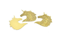 Brass Horse Charm, 10 Raw Brass Unicorn Charms With 1 Loop, Earrings, Pendants (32x27mm) D0630