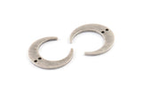 Silver Moon Charm, 12 Textured Antique Silver Plated Brass Crescent Moon Charms With 2 Holes (18x4.5x1mm) D1371 H1325