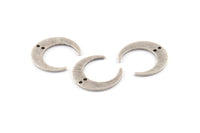 Silver Moon Charm, 12 Textured Antique Silver Plated Brass Crescent Moon Charms With 2 Holes (18x4.5x1mm) D1371 H1325