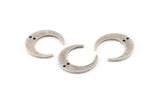 Silver Moon Charm, 12 Textured Antique Silver Plated Brass Crescent Moon Charms With 2 Holes (18x4.5x1mm) D1371 H1325