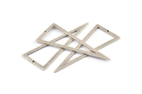Gümüş Üçgen Charm, 1 Delikli 8 Dokulu Antik Gümüş Kaplama Pirinç Üçgen Charm (50x20x0,80 mm) D1359 H1386