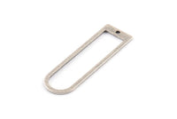 Silver D Shape Charm, 6 Textured Antique Silver Plated Brass D Shape Pendants With 1 Hole (40x12x1mm) D1412 H1356