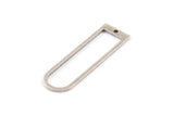 Silver D Shape Charm, 6 Textured Antique Silver Plated Brass D Shape Pendants With 1 Hole (40x12x1mm) D1412 H1356