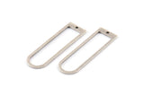 Silver D Shape Charm, 6 Textured Antique Silver Plated Brass D Shape Pendants With 1 Hole (40x12x1mm) D1412 H1356