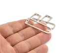 Silver D Shape Charm, 6 Textured Antique Silver Plated Brass D Shape Pendants With 1 Hole (40x12x1mm) D1412 H1356