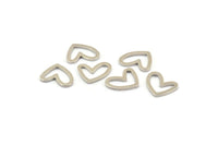 Silver Heart Charm, 24 Silver Tone Brass Heart Connectors, Findings (11x14x1mm) D1195 H0198