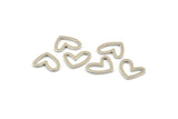 Silver Heart Charm, 24 Silver Tone Brass Heart Connectors, Findings (11x14x1mm) D1195 H0198