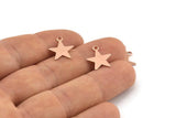 Rose Gold Star Charm, 12 Rose Gold Plated Brass Star Charms With 1 Loop (14x12mm) A0263