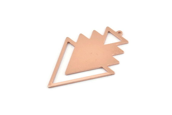 Copper Triangle Charm, 4 Raw Copper Tree Charms With 1 Loop (49x33x1mm) M01259