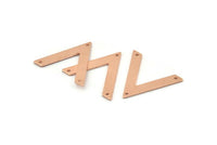 Bakır V Şeklinde, 3 Delikli 12 Ham Bakır V Şeklinde Tılsım (28x23x1mm) M01270