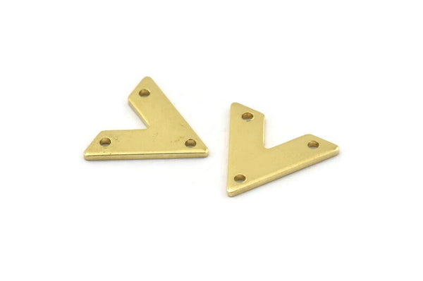 Pirinç V Şeklinde, 3 Delikli 24 Ham Pirinç V Şeklinde Tılsım (15x13x1mm) M01242