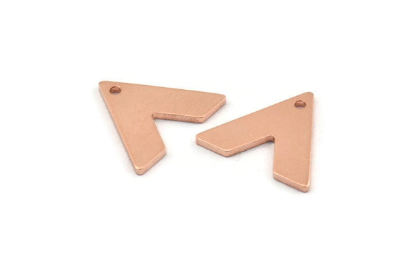 Copper V Shape, 24 Raw Copper V Shaped Charms With 1 Hole (15x13x1mm) M01272