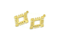 Brass Charm, 4 Raw Brass - Carpet Pattern - Charm Pendant -  Brass Rug Pattern Charms With 1 Loop (29x20x1.2mm) N1494