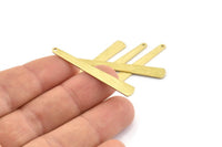 Brass Necklace Bar, 24 Raw Brass Textured Bar Charms With 1 Hole, Earrings, Pendants (43x6x0.80mm) D0795