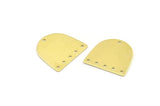 Brass D Shape,  24 Raw Brass D Shape Charms With 6 Holes, Brass Blanks (16x17x0.50mm) M1047
