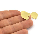 Brass D Shape,  24 Raw Brass D Shape Charms With 6 Holes, Brass Blanks (16x17x0.50mm) M1047