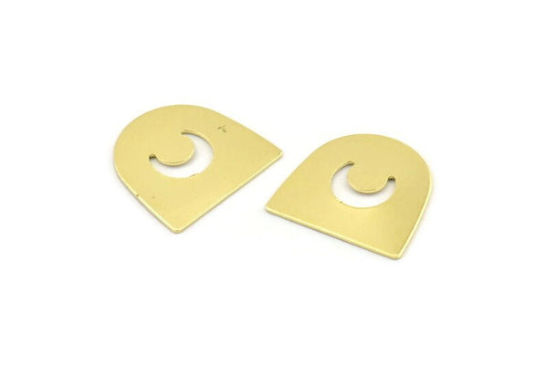 Brass Moon Blank,  24 Raw Brass D Shape Blanks, Stampimg Blanks, Brass Blanks (16x17x0.50mm) M1061