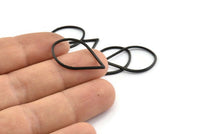 Black Drop Connector, 25 Oxidized Black Brass Drop Connectors (26x16x1mm) A1698 S1117