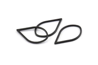 Black Drop Connector, 24 Oxidized Black Brass Drop Connectors (23x14x1mm) A1699 S1088