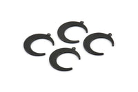 Black Moon Pendant, 12 Oxidized Black Brass Moon Pendants With 1 Loop (20x17x1mm) D0567 S1159
