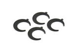Black Moon Pendant, 12 Oxidized Black Brass Moon Pendants With 1 Loop (20x17x1mm) D0567 S1159