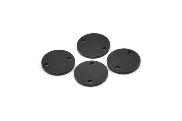 Black Cabochon Tag, 12 Textured Oxidized Black Brass Cabochon Tags With 2 Holes, Connectors (12x1mm) D1534 S1196