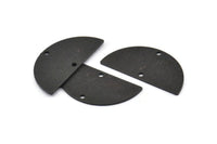 Semi Circle Charm, 4 Textured Oxidized Black Brass Half Moon Blanks With 2 Holes (30x15x0.80mm) D1392 S1139