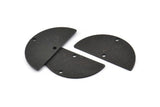 Semi Circle Charm, 4 Textured Oxidized Black Brass Half Moon Blanks With 2 Holes (30x15x0.80mm) D1392 S1139