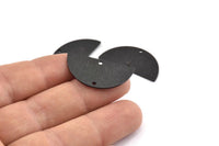 Semi Circle Charm, 4 Textured Oxidized Black Brass Half Moon Blanks With 2 Holes (30x15x0.80mm) D1392 S1139