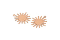 Rose Gold Sun Charm, 8 Rose Gold Plated Brass Sunshine Charm Pendants With 1 Loop, Earrings (22x24mm) A1180