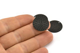 Black Round Charm, 6 Textured Oxidized Black Brass Round Charms With 1 Hole (20mm) F053