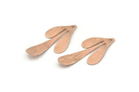 Rose Gold Leaf Charm, 4 Textured Rose Gold Plated Brass Leaf Charm Earrings With 1 Hole, Findings (35x17x0.50mm) D845 Q1070