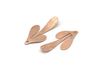 Rose Gold Leaf Charm, 4 Textured Rose Gold Plated Brass Leaf Charm Earrings With 1 Hole, Findings (35x17x0.50mm) D845 Q1070