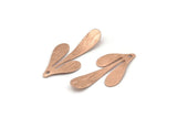 Rose Gold Leaf Charm, 4 Textured Rose Gold Plated Brass Leaf Charm Earrings With 1 Hole, Findings (35x17x0.50mm) D845 Q1070