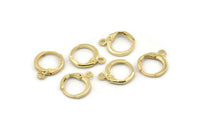 Gold Leverback Earring, 8 Gold Plated Brass Leverback Earring Findings (12mm) D1277 Q1078