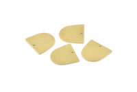 Brass D Shape,  24 Raw Brass D Shape Charms With 1 Hole, Brass Blanks (16x17x0.50mm) M1043