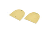 Brass D Shape,  24 Raw Brass D Shape Charms With 2 Holes, Brass Blanks (16x17x0.50mm) M1044