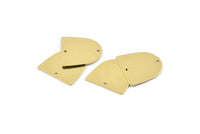 Brass D Shape,  24 Raw Brass D Shape Charms With 2 Holes, Brass Blanks (16x17x0.50mm) M1044