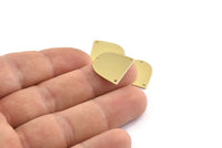 Brass D Shape,  24 Raw Brass D Shape Charms With 3 Holes, Brass Blanks (16x17x0.50mm) M1045