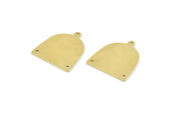 Brass D Shape,  24 Raw Brass D Shape Charms With 1 Loop And 2 Holes (18x17x0.50mm) M1052