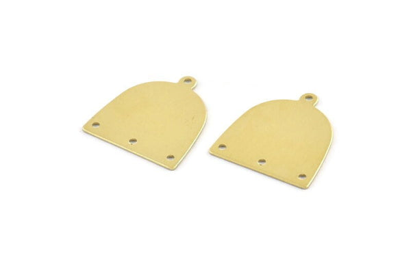 Brass D Shape,  24 Raw Brass D Shape Charms With 1 Loop And 3 Holes (18x17x0.50mm) M1055