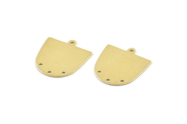 Brass D Shape,  24 Raw Brass D Shape Charms With 1 Loop And 3 Holes (18x17x0.50mm) M1054