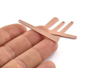 Copper Necklace Bar, 12 Raw Copper Stick Charms With 1 Hole (43x6x3x0.80mm) M1018