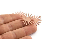 Copper Sun Charm, 12 Raw Copper Sun Connectors With 2 Loops, Pendants (29x25x0.80mm) M1059