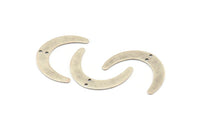 Silver Moon Charm, 12 Antique Silver Plated Brass Crescent Moon Charms With 2 Holes, Connectors (28x19x0.60mm) D913 H1246